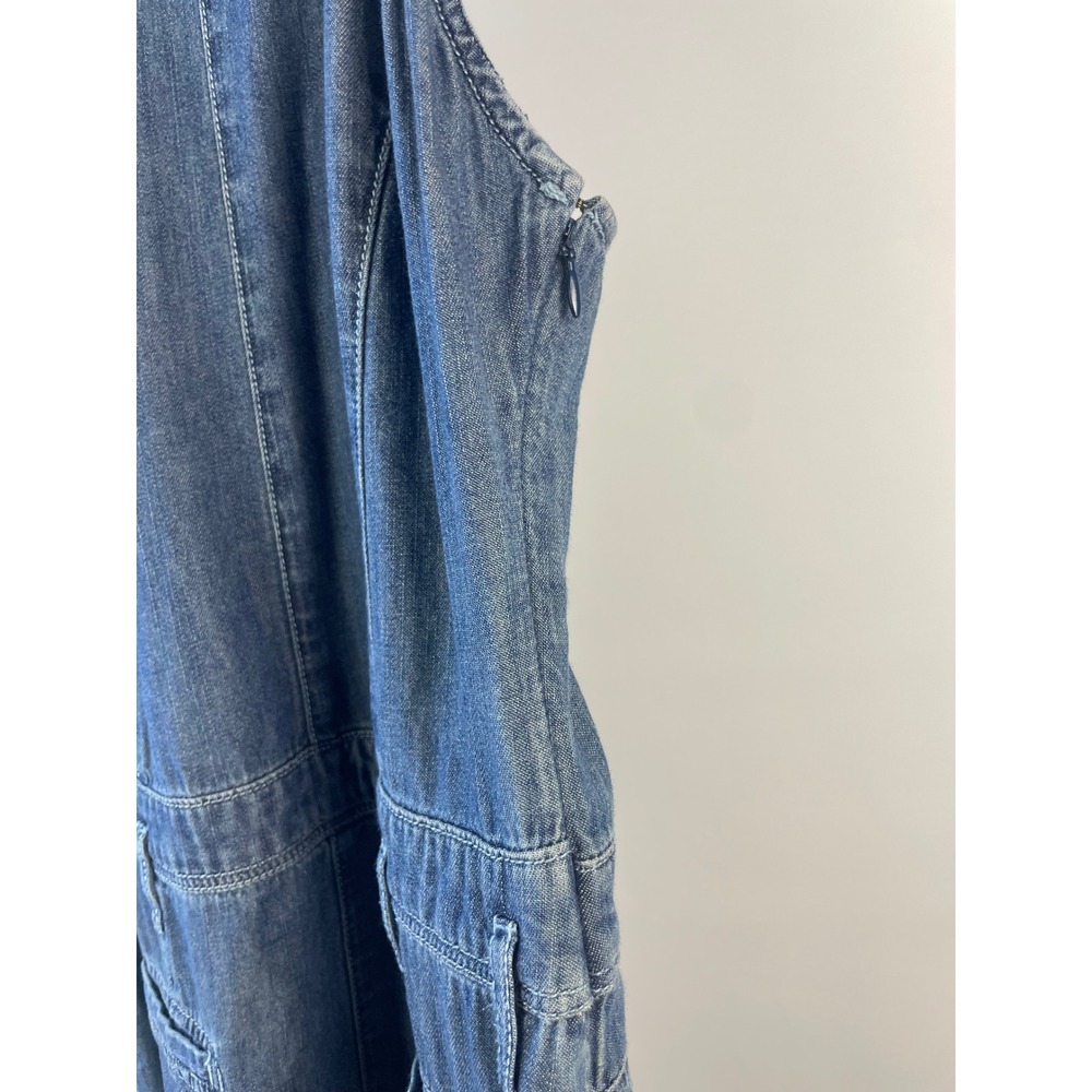 Pilcro Chambray Femme Denim Halter Wide Leg Jumpsuit Retro Blue Women Size 8 - Picture 11 of 16